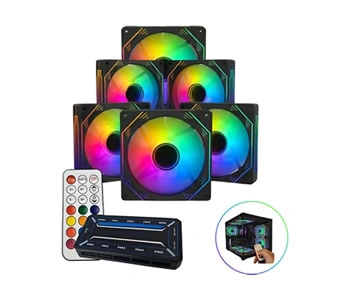 Kit 6 Fans Coolers Argb Rgb
